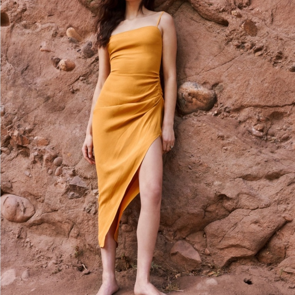 Reformation Mignon Dress in ochre